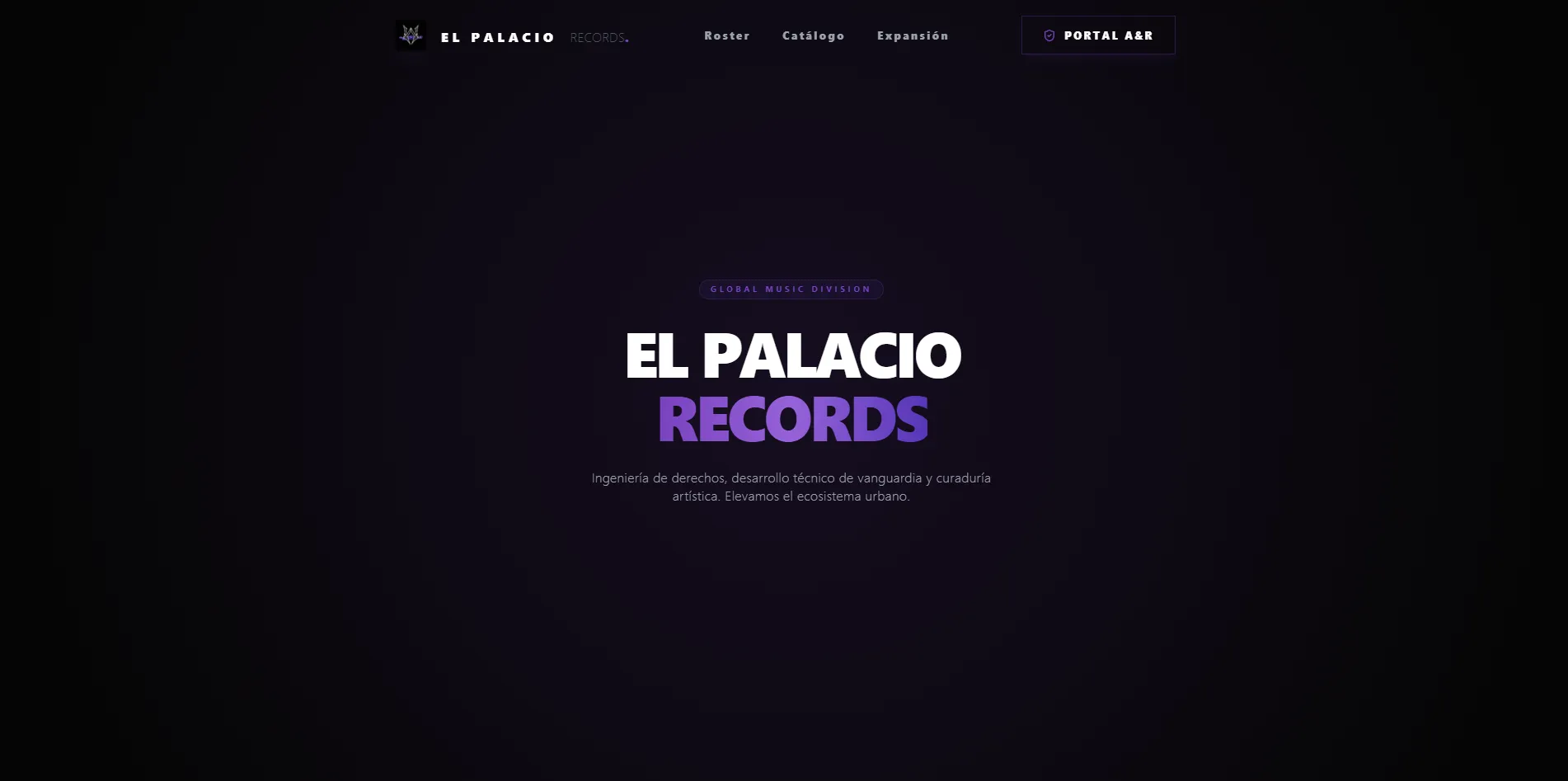 El Palacio Records website hero with bold label branding